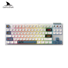 Darmoshark TOP87 Trio-Mode Mechanical RGB Gaming Keyboard Matcha Switch White