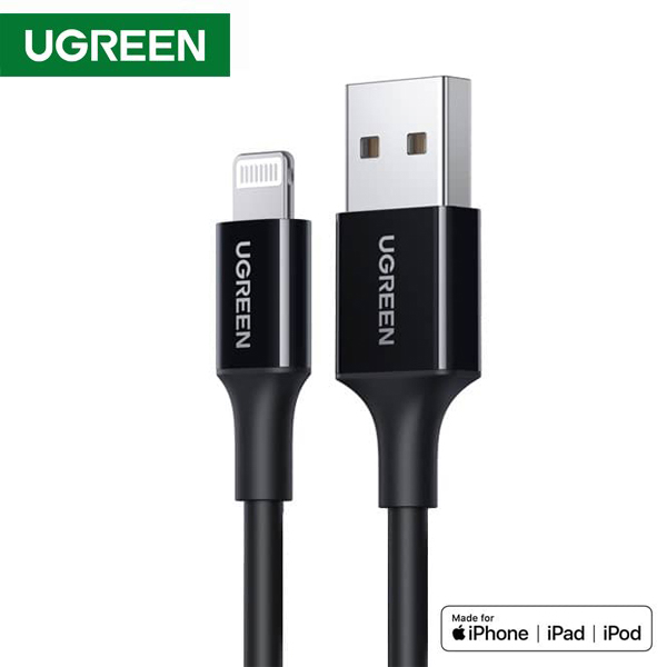 USB კაბელი UGREEN US155 (80822), MFi, USB to Lightning, 1m, Black