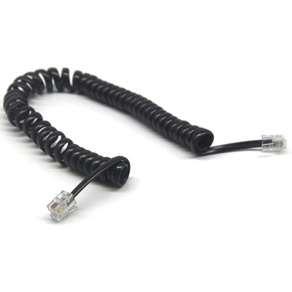 Telephone Handset Receiver Cord Phone Coil Cable 4P4C - Black