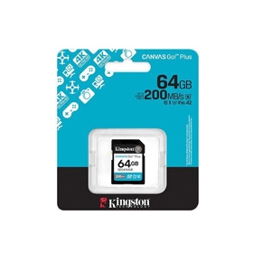 Flash Card/ Kingston Canvas Go Plus 64GB SD Card | Up to 200MB/s | Class 10, UHS-I, U3, V30 | SDG4/64GB