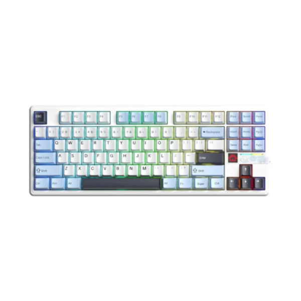 კლავიატურა: AULA F87 PRO V2 Tri-Mode RGB Mechanical Keyboard Whire Light Blue/White/Dark Purple (Star Vector Switch)