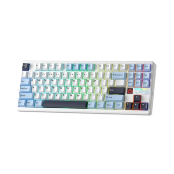 კლავიატურა: AULA F87 PRO V2 Tri-Mode RGB Mechanical Keyboard Whire Light Blue/White/Dark Purple (Star Vector Switch)