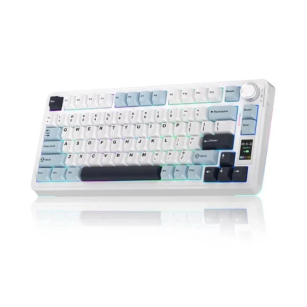 კლავიატურა: AULA S75 PRO RGB Mechanical Keyboard White case, Light Blue/White/Black-Purple (Seiya Switch)