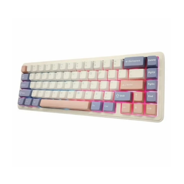 კლავიატურა: AULA F65 Wireless Mechanical Keyboard Pink/White/Purple (Nimbus switch)