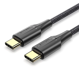 VENTION TAUBH Nylon Braided USB 2.0 C Male to C Male 3A Cable 2M Black LED Type