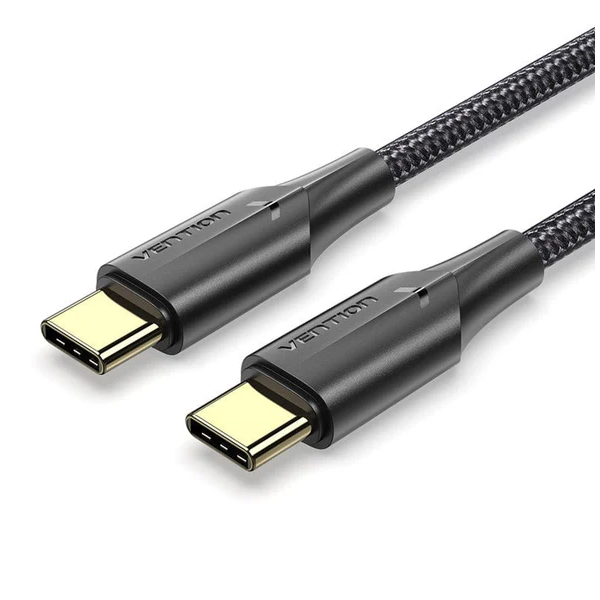 VENTION TAUBH Nylon Braided USB 2.0 C Male to C Male 3A Cable 2M Black LED Type