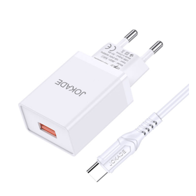 Jokade JB048 MIGAO Series Single Port Smart Charger Set (European Standard)  Type-C) white