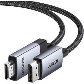 ვიდეო კაბელი UGREEN DP119 (15773), 4K, DisplayPort to HDMI, 1m, Grey/Black