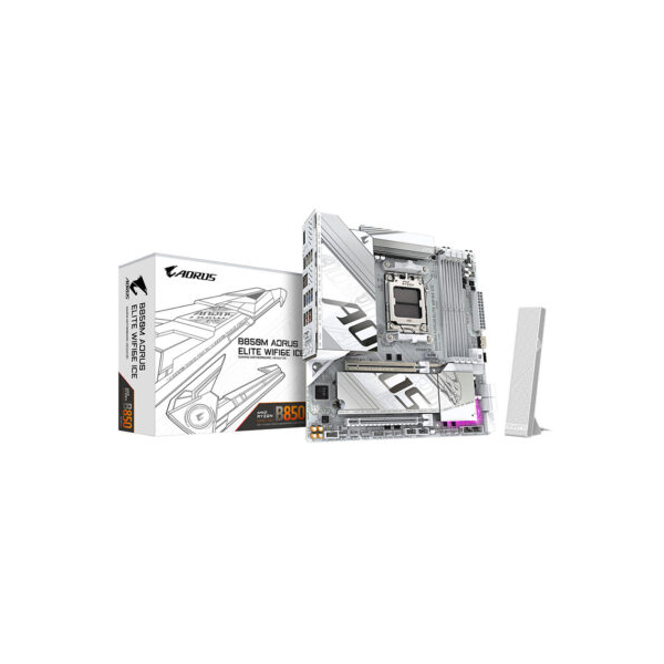 GIGABYTE Motherboard B850M AORUS ELITE WF6E ICE sAM5 B850 4xDDR5 M.2 Wi-Fi BT mATX