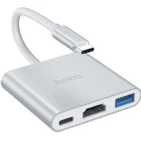 HOCO HB14 Easy use Type-C adapter(Type-C to USB3.0+HDMI+PD) silver