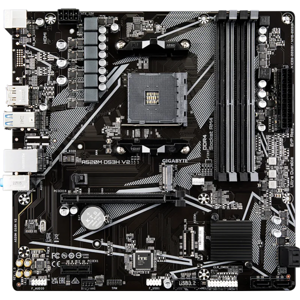 GIGABYTE Motherboard A520M DS3H AC sAM4 A520 4xDDR4 M.2 HDMI DP Wi-Fi mATX