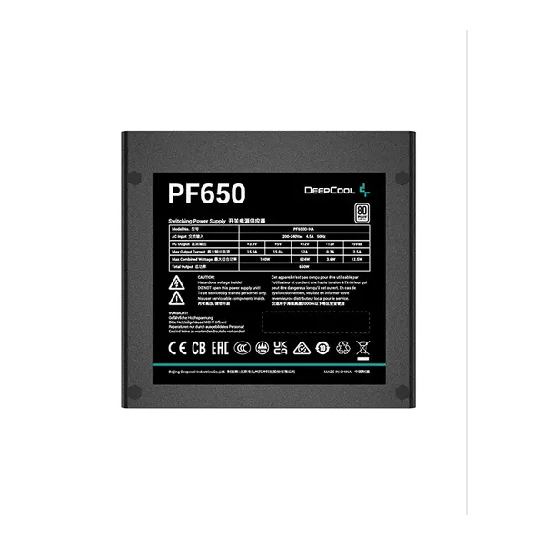 კვების ბლოკი, PF650X, DEEPCOOL, 650W 80PLUS Certifications შავი.