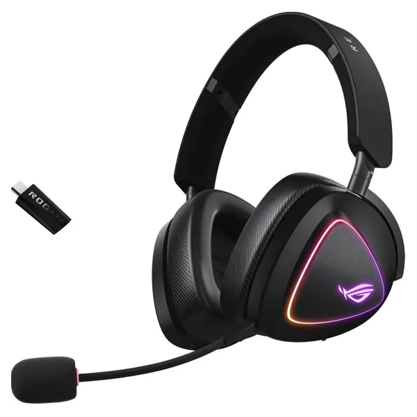 Headset ASUS ROG Delta II, 3.5мм/BT/WL, RGB, 2м, black