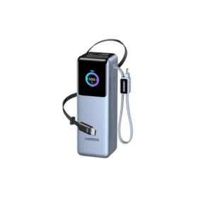 პორტატული დამტენი UGREEN PB728 (75702B) Nexode, 25000mAh, Type-C, USB, Power Bank With Retractable Cable, Grey