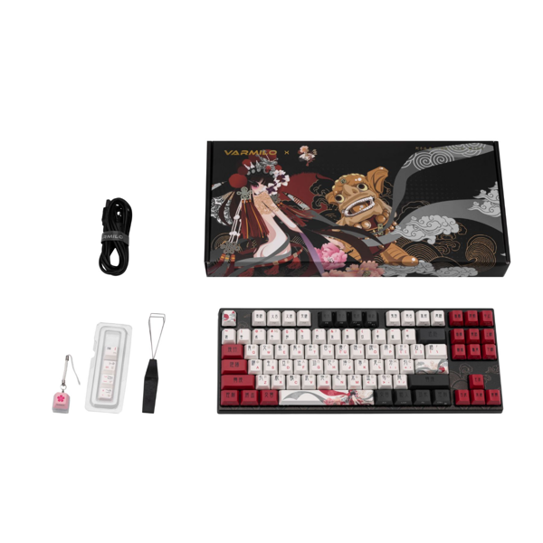 Mechanical keyboard Varmilo VEM87 Beijing Opera 87Key, EC V2 Ivy, USB-A, EN/UKR, White Led,  A33A028B1A3A17A025