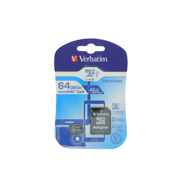 მეხსიერება Micro SDXC Inc Adapter 64Gb Class 10 (044084) Verbatim 023942440840