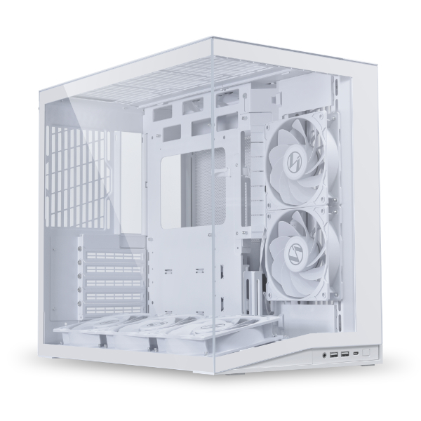 Lian Li O11 Dynamic MINI V2 FLOW white Small Case - ATX / preinstalled with 3PCS bottom and  2PCS side non-argb fans G99.O11DMIV2FW.00	