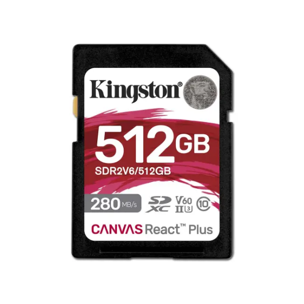 Flash Card/ Kingston 512GB Canvas React Plus SD Card | Up to 280MB/s | High Performance Photography | Class 10 UHS-II