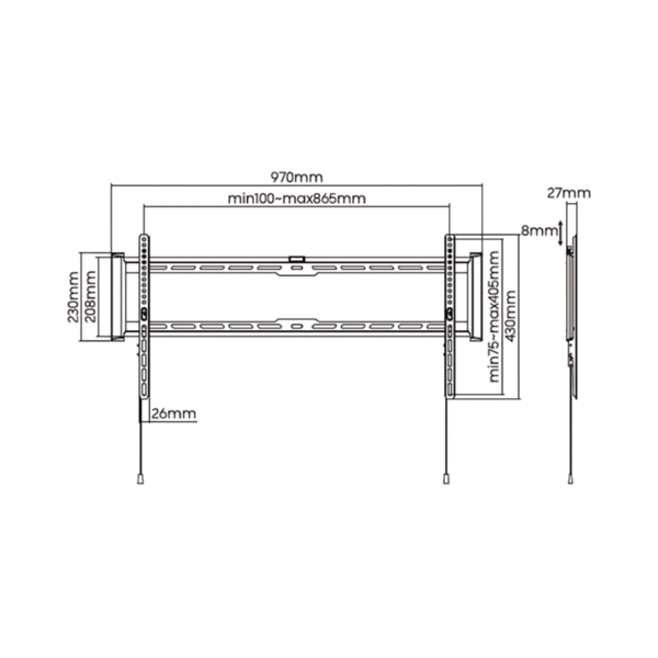 TV Accessories/ Wall Brakets/ Stell Fixed mount SLIM for TV 43" - 90", Max. loading: 75 kg