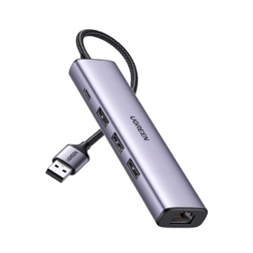 USB ჰაბი UGREEN CM475 (60554), USB, Type-C, LAN, HUB, Grey