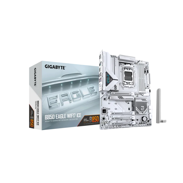 GIGABYTE Motherboard B850 EAGLE WF7 ICE sAM5 B850 4xDDR5 M.2 Wi-Fi BT HDMI DP ATX