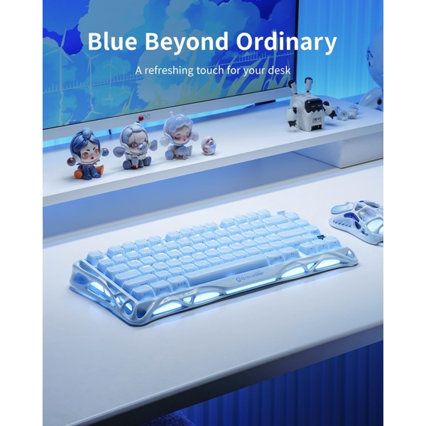 Keyboard GravaStar Mercury K1 80keys, GravaStar x Kailh Cheery Pink, EN, BT/WL/USB, Ice Blue GSK1_BLU