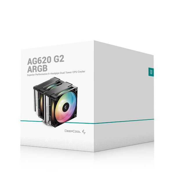 მაგრილებელი, AG620 G2 ARGB, DEEPCOOL, TDP 270W, 2*120mm შავი. R-AG620-BKAMMG2-G