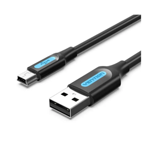 VENTION COMBI USB 2.0 A Male to Mini-B  Male  Cable 3M Black PVC Type (Mini USB)