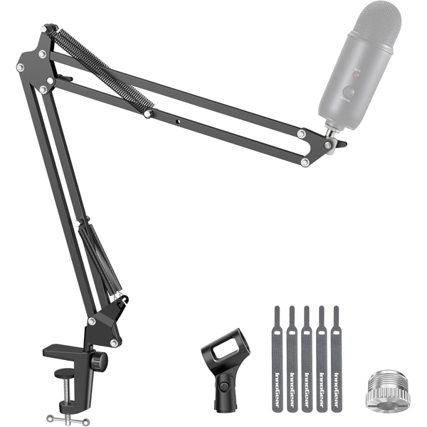 InnoGear Boom Arm Microphone Mic Stand for Blue Yeti Fifine HyperX, Black