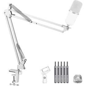 InnoGear Boom Arm Microphone Mic Stand for Blue Yeti Fifine HyperX, White