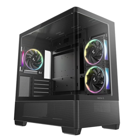 ქეისი, CG380U 3F, DEEPCOOL, Panoramic-Curved-Glass-M-ATX, 5 Slots, Black.