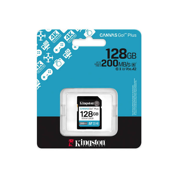 მეხსიერების ბარათი, SDCG4/128GB, KINGSTON, 128GB მიკრო SDXC Canvas Go Plus .