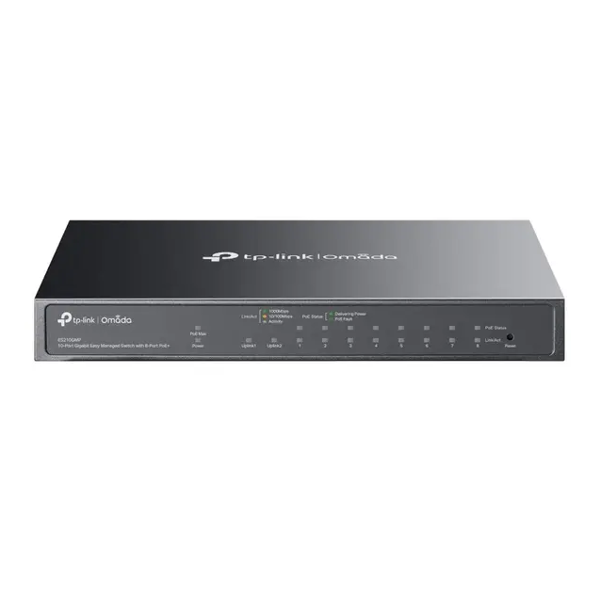 ქსელის გამანაწილებელი, ES210GMP, TP-Link, Omada 10-Port Gigabit Easy Managed Switch with 8-Port PoE+.