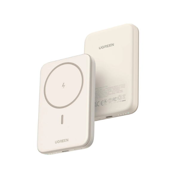 პორტატული დამტენი UGREEN 25207 MagSafe PD 3.0, 5000mAh, USB-C, Magnetic Power Bank, Beige